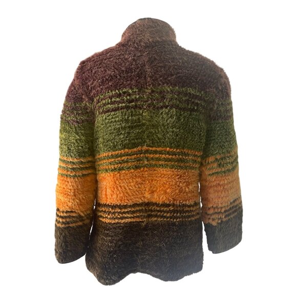 Vintage Womens Jacket Size Medium Multicolor Knitted Fur Leather Trim Custom - Picture 12 of 12